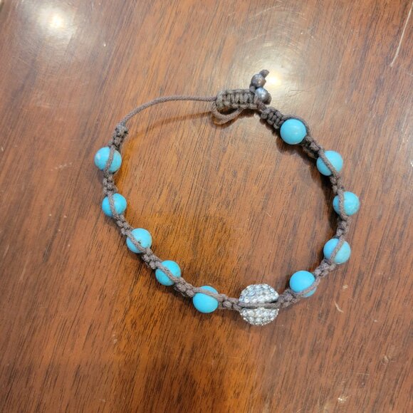 Turquoise Bead Retro Boho or Buddhist Bracelet - 9mm - Adjustable - Picture 4 of 8